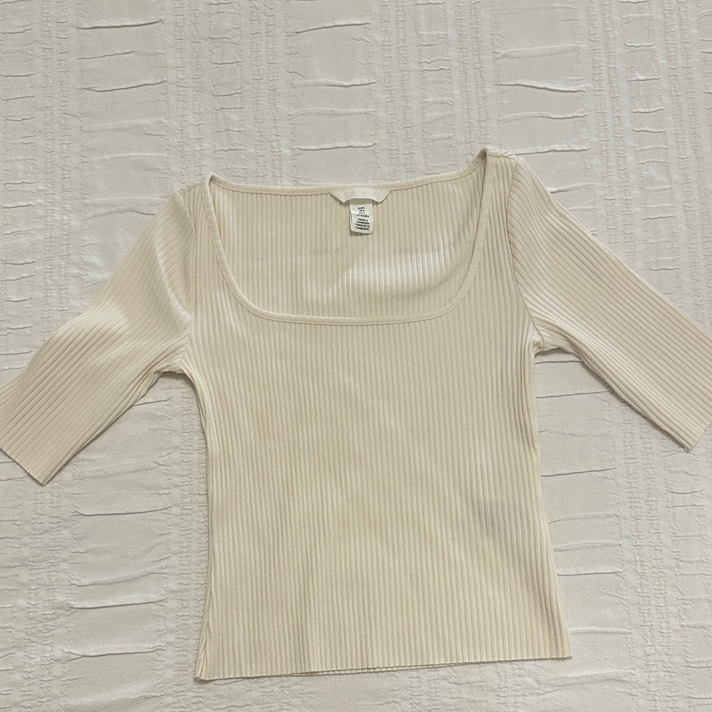 Cream Ribbed Women's Top H&M